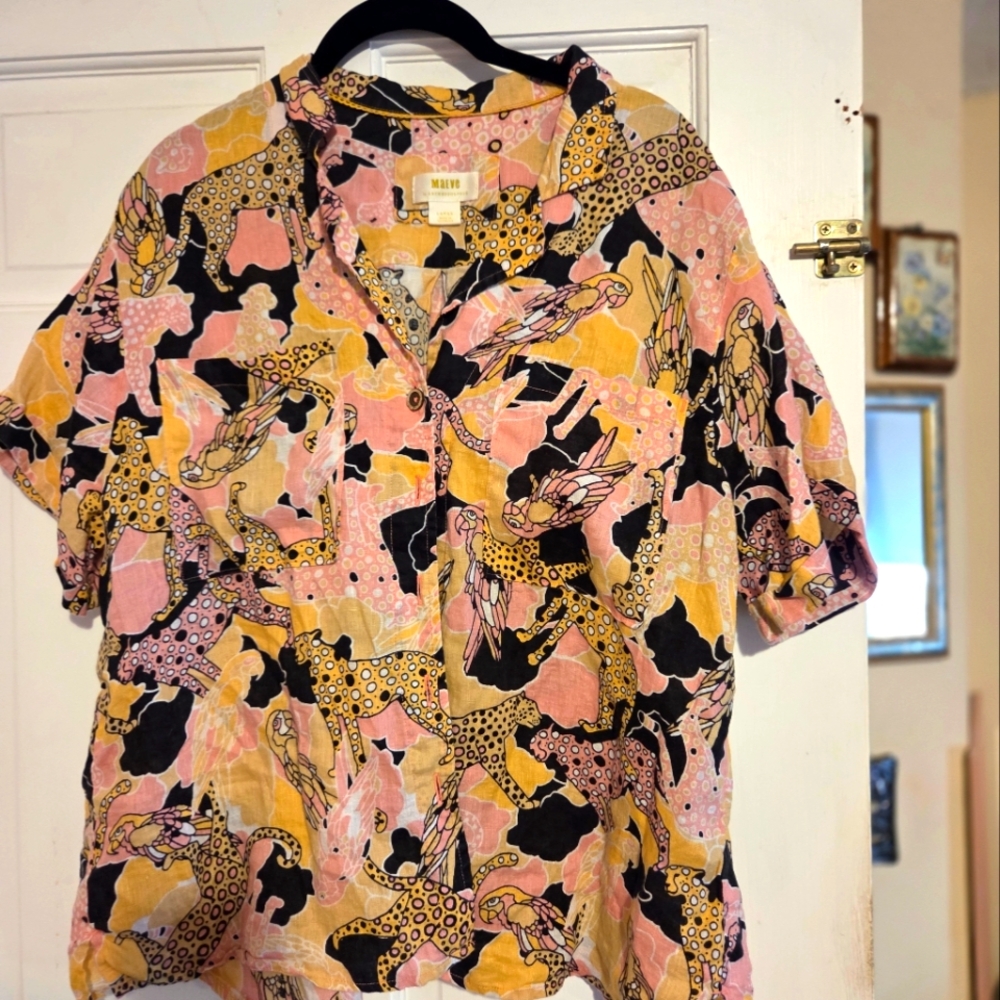 Anthropologie MAEVE linen tiger button down